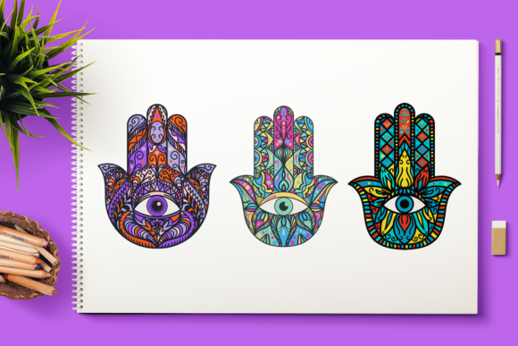 Bright Hamsa Hands Cliparts Set for Crafting and Graphics