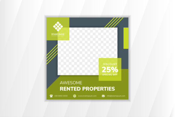Green Grey Properties Square Banner - A Graphic Templates Gem