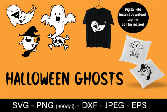 Halloween Ghost - Ghost Faces Graphics for Crafts