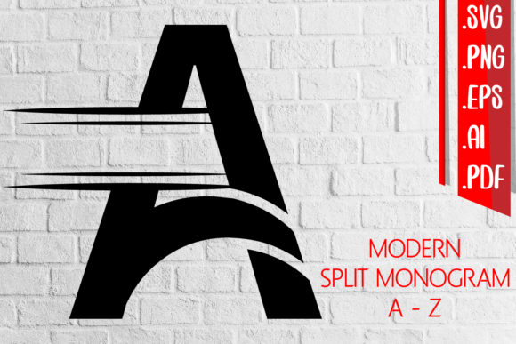 Modern Split Monogram for Crafts and Graphics
