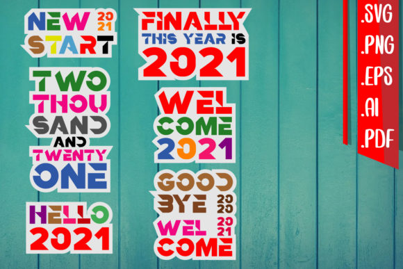 New Year Sticker Bundle for Graphics and Crafts