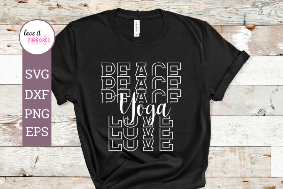 Peace Love Yoga Mirror Word Design for Graphics and Crafts