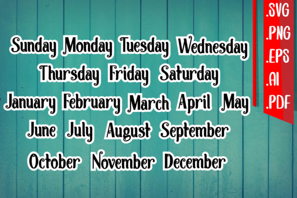 Planner Sticker - Day and Month SVG for Crafts and Graphics
