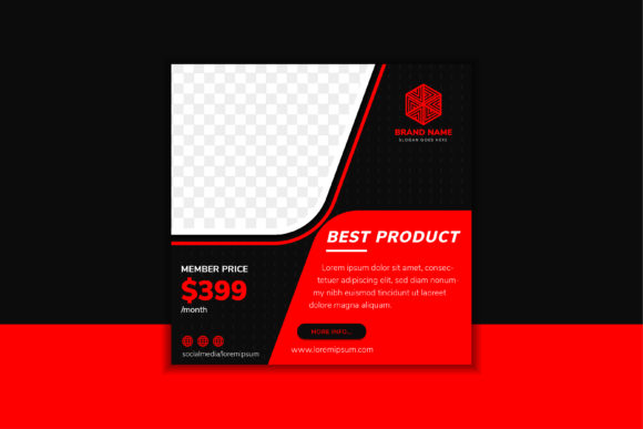 Red Black Square Banner Product Media for Social Media Posts