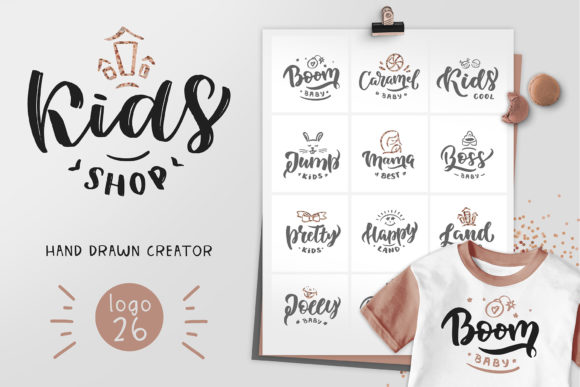 Set of Vintage Logos for Kids Shop - Graphics & Illustrations