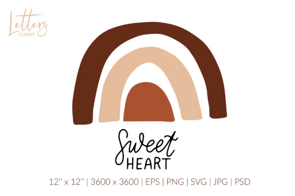 Sweet Heart Boho Rainbow SVG for Graphics and Illustrations