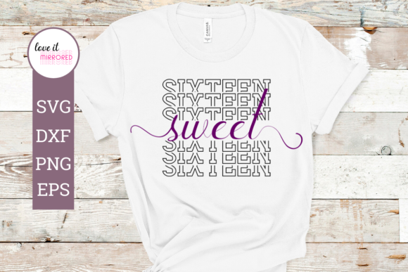 Sweet Sixteen Mirror Word Cut File for Crafts and Graphics