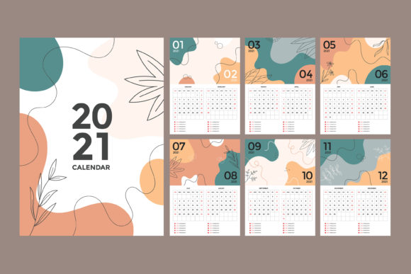 Wall Calendar 2021 Design Graphic for Graphics and Graphic Templates