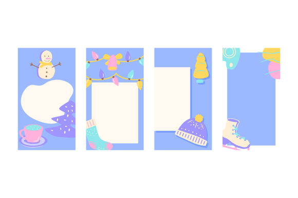Winter Holiday Social Media Story Set for Graphic Templates
